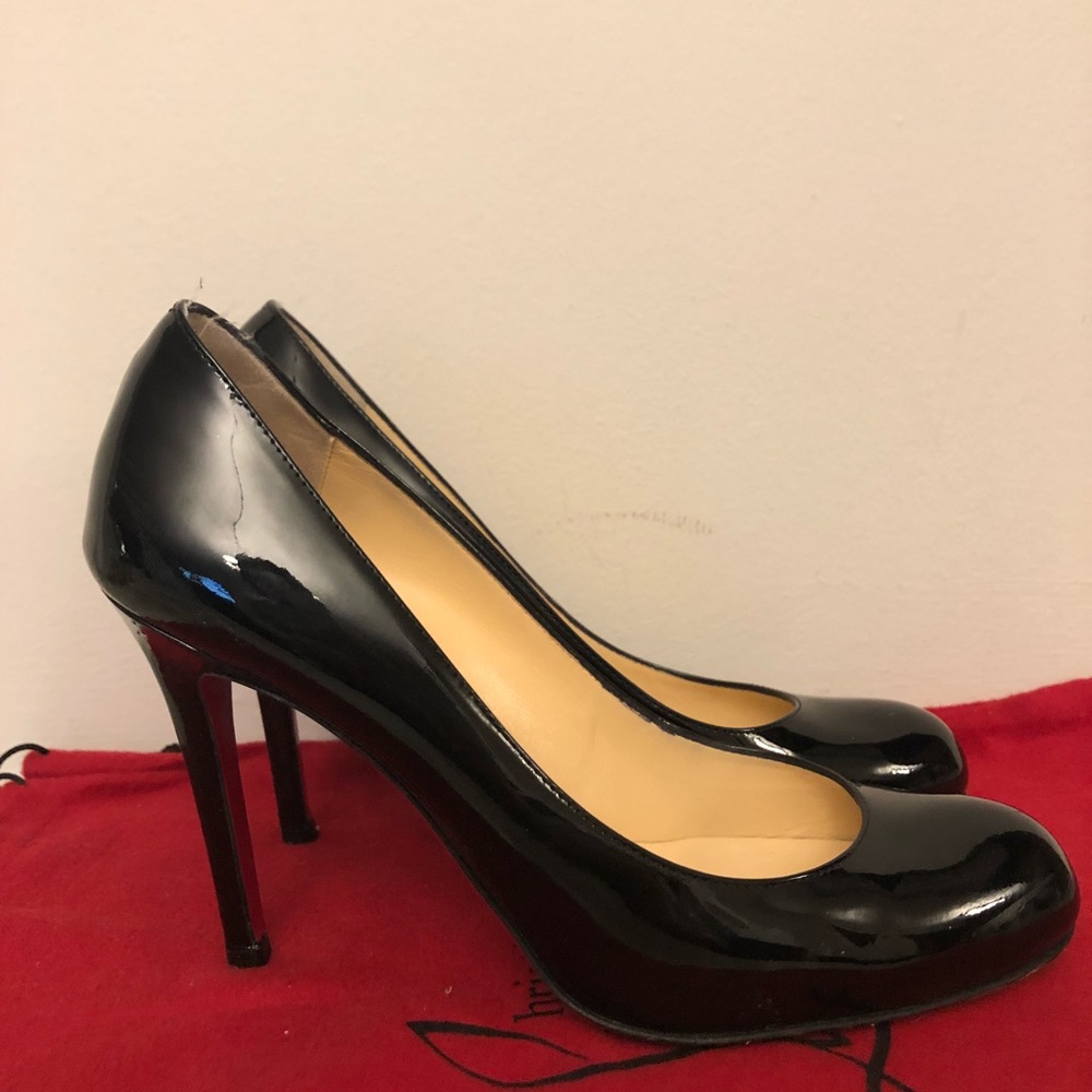 Christian Louboutin patent black heels